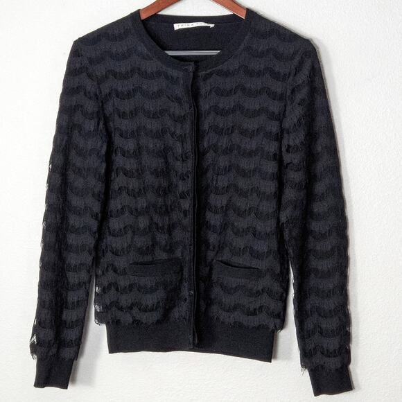 Trina Turk Sweaters - Trina Turk Cardigan S Black Dark Academia Coquette Minimalist